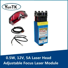 Module Laser à mise au point réglable, 500mW, 405nm, pour la gravure et la découpe, TTL, PWM, contrôle, tête Laser 0.5W, 12V, 5A