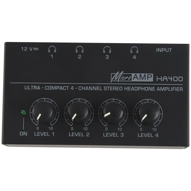 Eu Plug Ha400 Ultra Compact 4 Channels Mini o Stereo Headphone Amplifier With Power Adapter Black