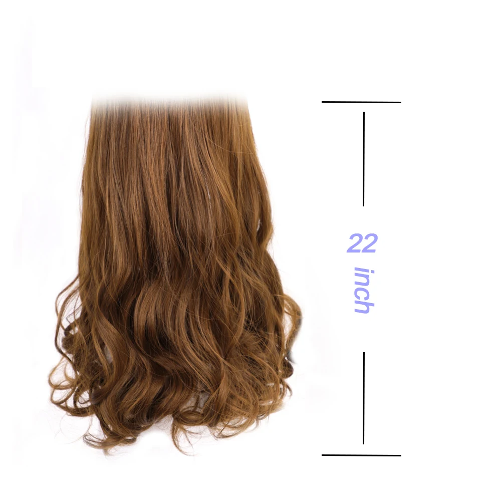 light brown MODERN QUEEN 22"inches Long Curly Synthetic Hair Wig Winter Hats Beanie Attached Knit Skiing Cap for Girl Hang out Cotton Made - Цвет: light brown