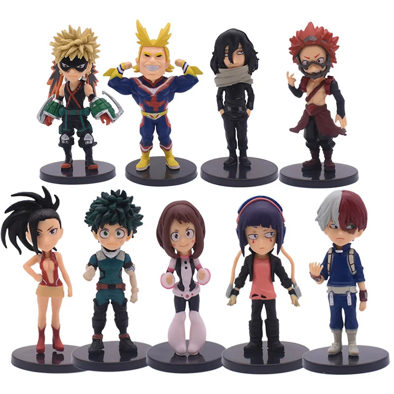 9pcs/lot My Hero Academia Figure Toy Izuku Midoriya Shouto Todoroki Urarak Bakugou Boku No Hero