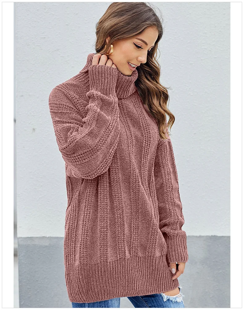 LOVELYFOX/4 цвета, однотонный мягкий бархатный вязаный джемпер с пышными рукавами, пуловеры, водолазка, Повседневная Уличная одежда, мягкий свитер из синели