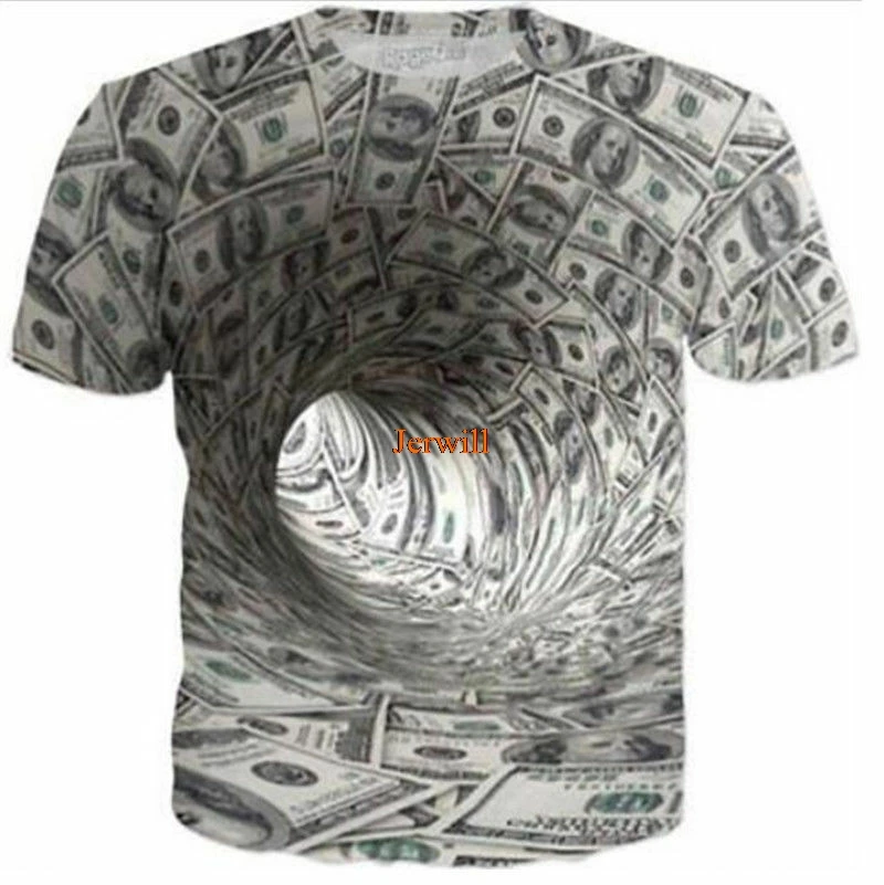 Женская футболка с 3D принтом Dollar Hypnotism повседневные топы короткими рукавами |