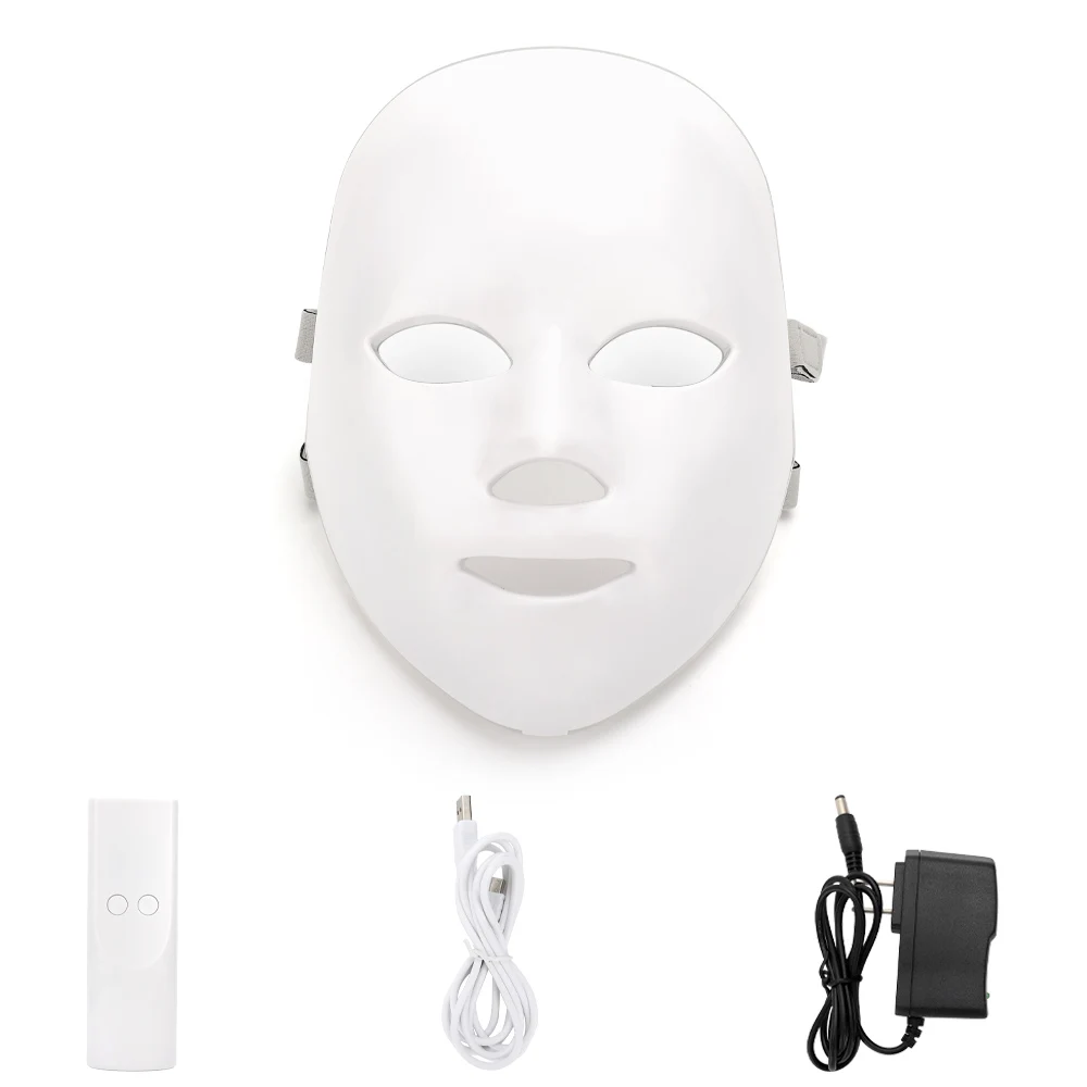 Светодиодная маска для лица, 7 цветов, светодиодная Корейская фотонная терапия, маска для лица, машинный светильник, терапия акне, маска для шеи, красота, спа, светодиодная маска