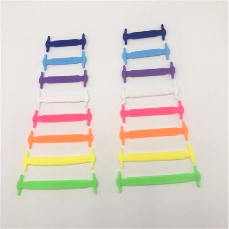 16-Pack Silicone No-Tie Elastic Shoelaces