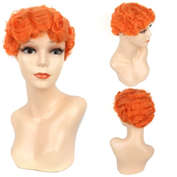 

LiangMo Short Finger Wave Wig Short Wigs Pixie Wigs for Women Wig Black Blonde Red Golden Pink Cosplay Wigs for Party