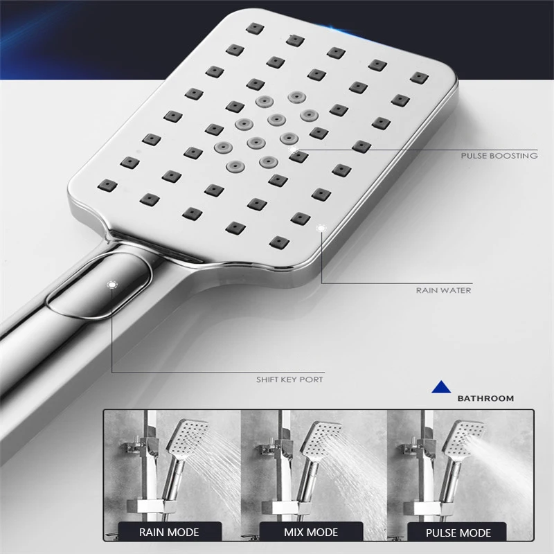 Shower Head Shower Set Thermostatic Shower System Bathroom Wall Mounted LED Digital Showers Set Hot Cold Water Mixer Bath Faucet Square Head Rainfall