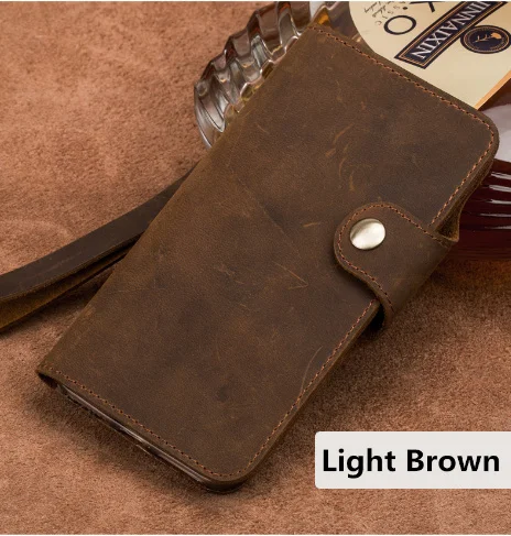 Light Brown Винтажный чехол-бумажник из натуральной кожи в стиле ретро с откидной крышкой для телефона Xiaomi Redmi Note 8 Pro/Redmi Note 8, чехол-бумажник с отделением для карт - Цвет: Light Brown