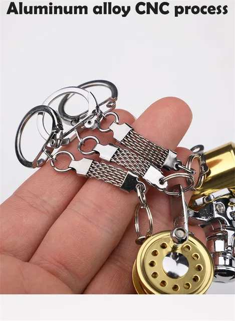 Fish Reel Keychain Golden Fisherman Spinning Fishing Reel Charactor  Miniature Drum reel pendant