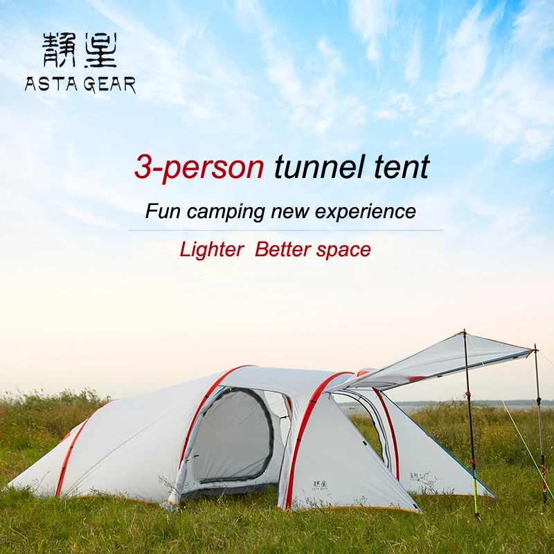 US $221.15 ASTA GEAR cloud layer ultralight 3 person tunnel tent outdoor climbing camping   four seasons tent 15D silicon coated