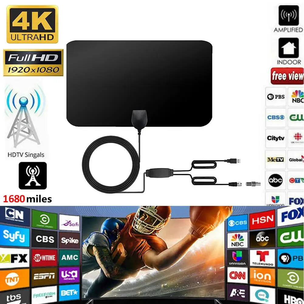 4K цифровая HDTV Антенна комнатная антенна с усилителем 1680 Miles HD1080P DVB-T2 Freeview tv для жизни местные каналы вещания