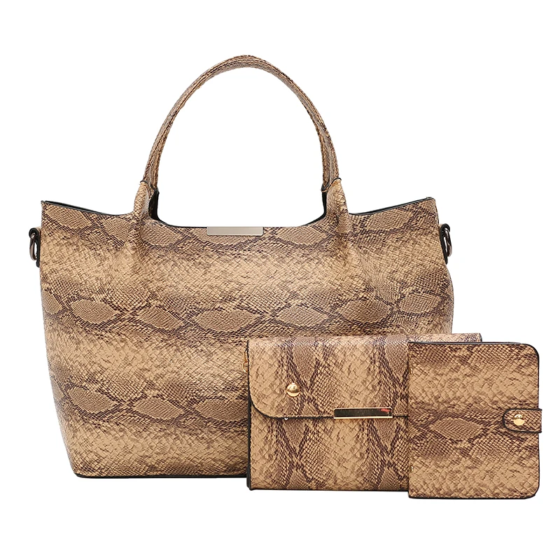 

New 3pcs/Set Women Composite Bags High Quality Ladies Snake Pattern Handbags Female PU Leather Shoulder Messenger Bags Tote Bag