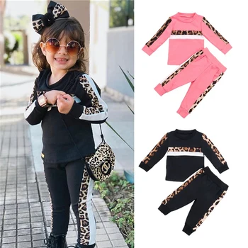 

1-6Y Autumn Fashion Toddler Kids Baby Girls Clothes Sets Leopard Print Long Sleeve Pullover Tops+Pants 2PCS Cotton Outfit