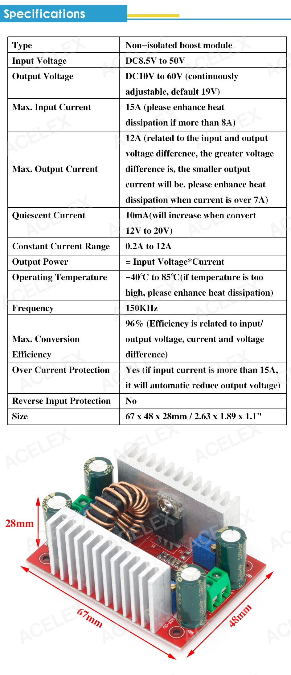 High Voltage Dc Power Supply 400w Step-up Boost Converter 8.5-50v