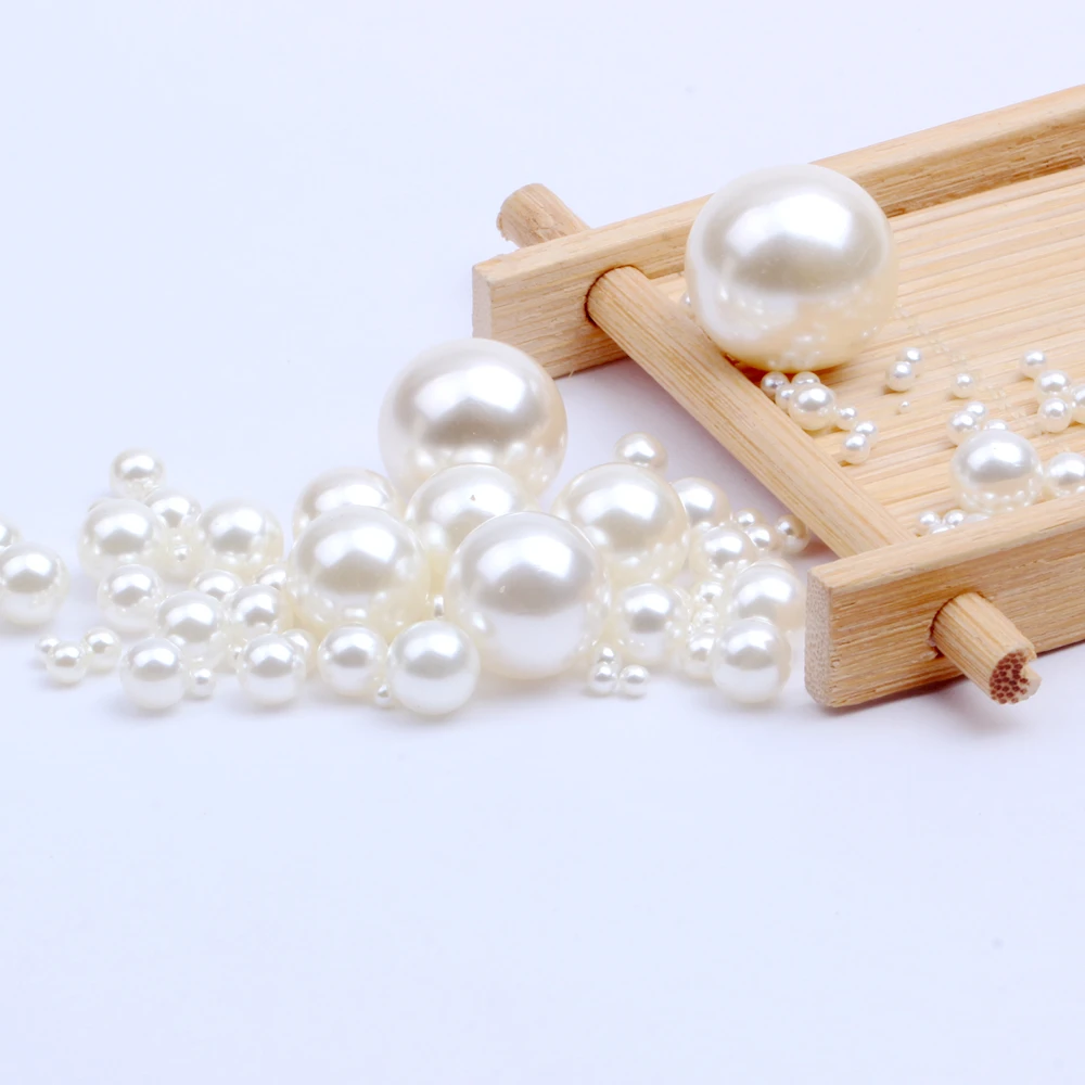 

1.5MM-18MM Dia High Bright ABS No Hole Round Beige/White Faux Pearls Loose charms Beads Handmade DIY craft Vases Filler Jewelry
