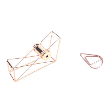

200 Pcs Rose Gold Cute Paper Clips, (1 Inch / 25mm) & 1x Metal Tape Holder Tape Cutter Of Life Office Tape Dispenser