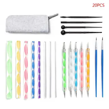 

20pcs Mandala Dotted Tools Set for Painting Rock Acrylic Stick Hook Line Pen Kit T3LB