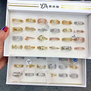 

36 Pcs/lot luxury fashion women zircon wedding ring lot wholesale top quality jewelry wholesale ring set 200728-118