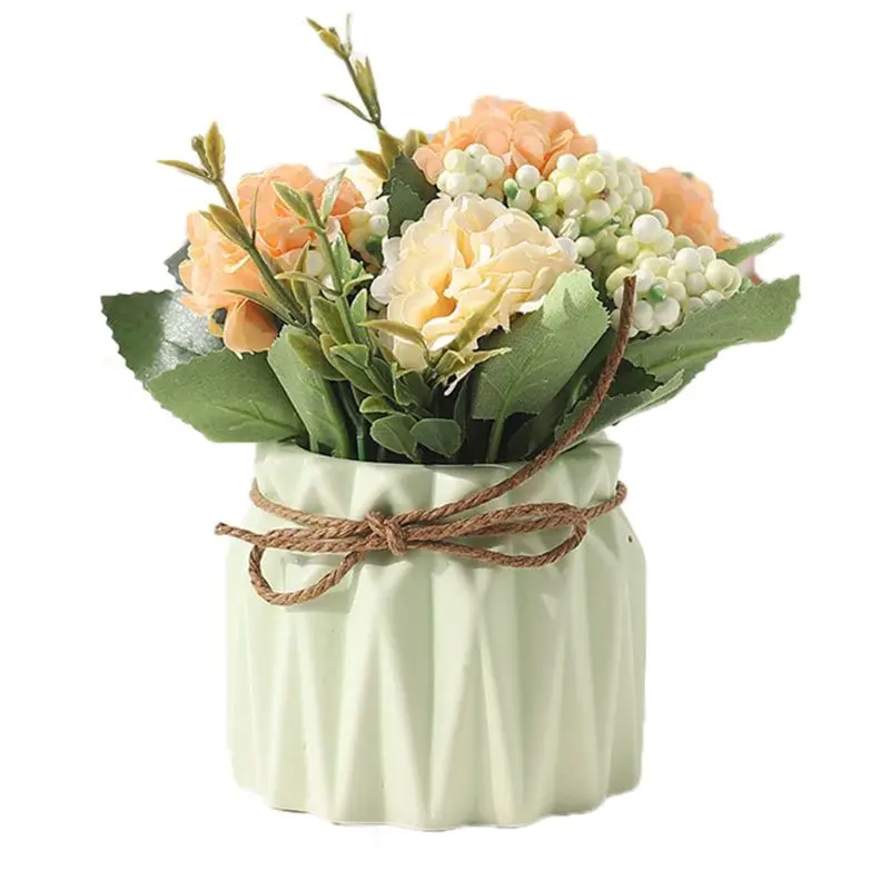 Artificial Spring Hydrangea Potted Plants Flower Stage Props Wedding Home Decor - Цвет: Зеленый