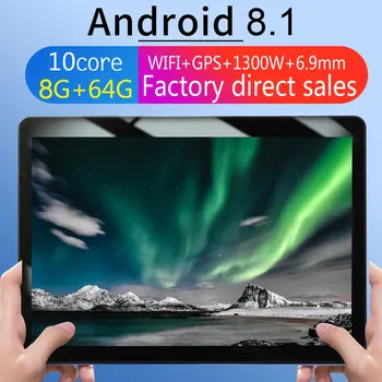 

KT107 Round Hole Tablet 10.1 Inch Large Screen Android 8.10 Version Fashion Portable Tablet 8G+64G Black Tablet Black EU Plug