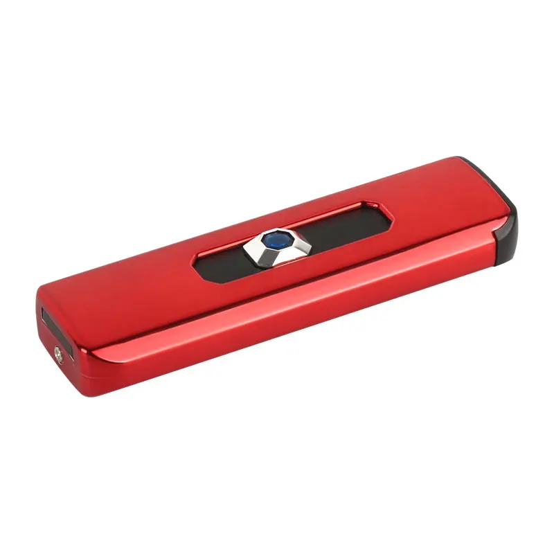 Модная USB кнопочная зарядная Зажигалка электронная ветрозащитная Зажигалка лучшие подарки для женщин и мужчин - Цвет: Красный