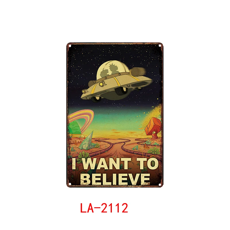 

I WANT TO BELIEVE - Plaque Metal Vintage Movie Metal Tin Sign Wall Decor for Bar Pub Club Man Cave Iron Painting