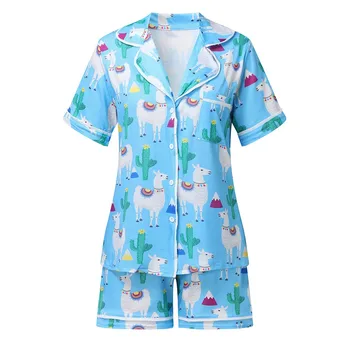

2020 The New пижама Women's pijamas fashion Home Printed Short Sleeve Sleepwear Two Piece Pajama Set пижама для женщин