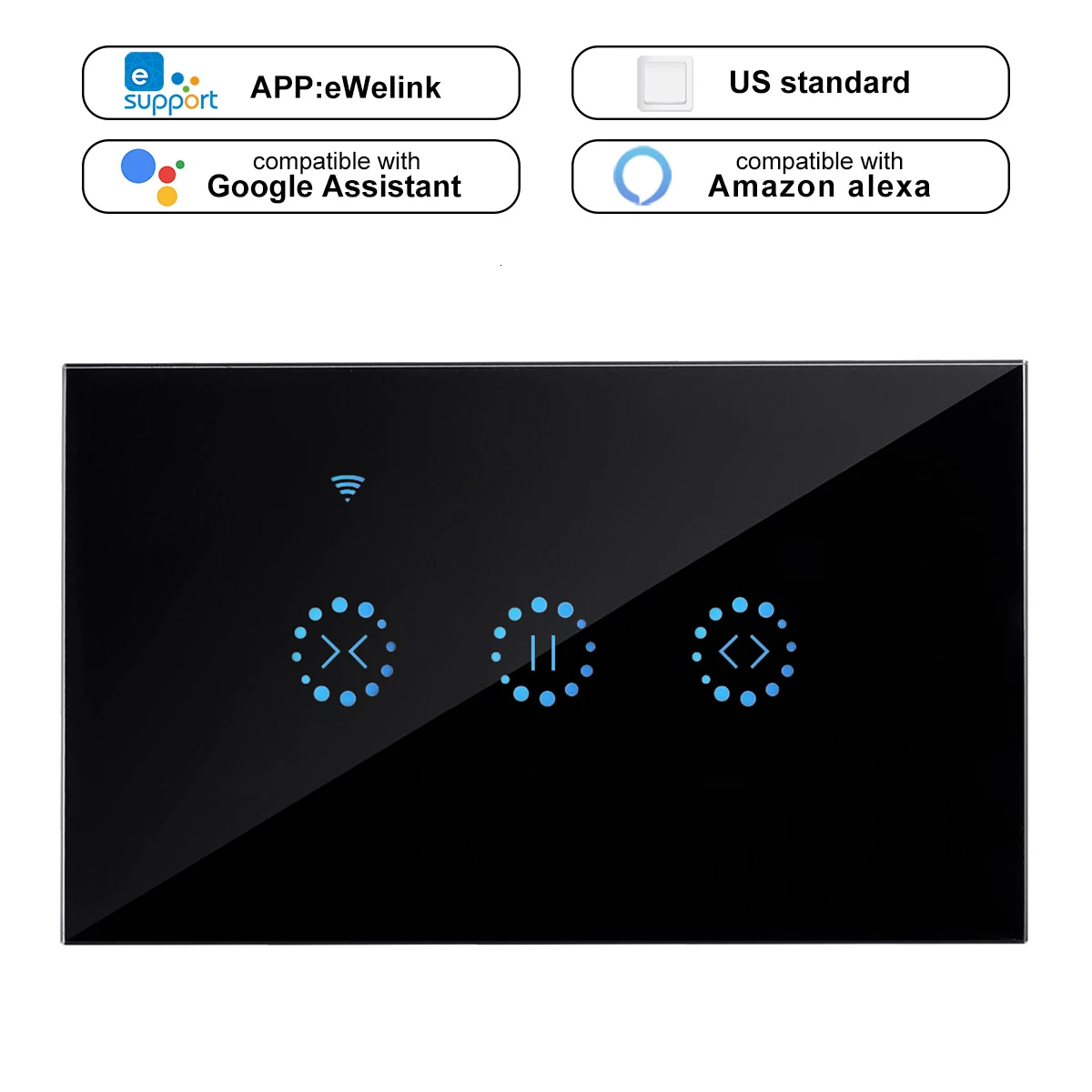 US Type Black Ewelink, умный занавес, мотор, электрические жалюзи, WiFi переключатель, сенсорное приложение, голосовое управление от Alexa Echo Google Home, AC 110 В 220 В, ЕС/США - Цвет: US Type Black