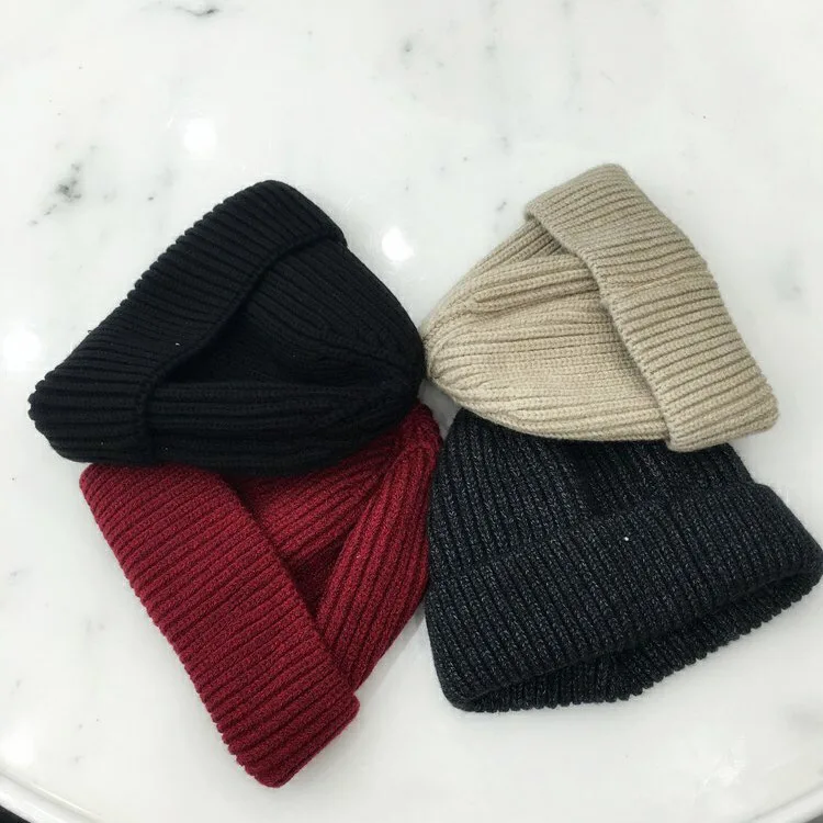 

Wool Hat Female Fashion South Korea Versatile Rogue Cap Korean-style Warm Knitted Hat Autumn And Winter Beanie Hat Set of Head C