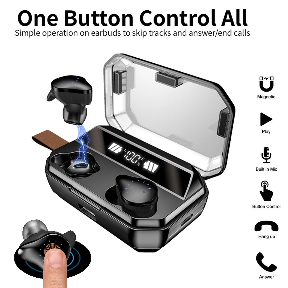

X12 TWS 8000mAh Wireless in Ear Earphone Bluetooths Wireless Earbuds with Watch Type Breathing Light Smart Touch Voice Control