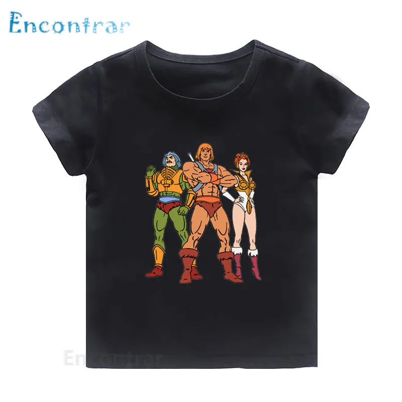 Новая детская футболка с героями мультфильмов «Masters of The Universe He-Man» Детская забавная футболка Летняя одежда для мальчиков и девочек HKP5258