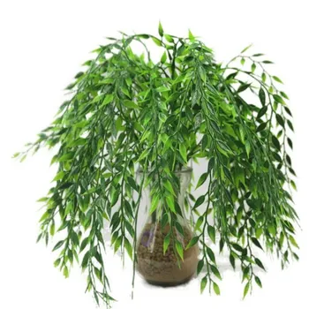 

Artificial flower plastic plant 5 fork weeping willow vine for outdoor home decoration
