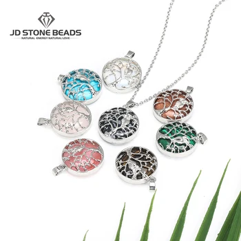 

26MM Wholesale Birds Shaped Natural Stone Pendant Pink Quartz Malachite Tiger Eye Opal Turquoise Pendants Necklace For Women