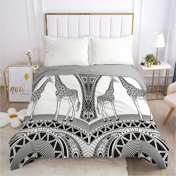 

Customize 3D Duvet Cover with Zipper Comforter/Quilt/Blanket Cover 155x220 200x200 Bohemia giraffe Bedding Drop ship