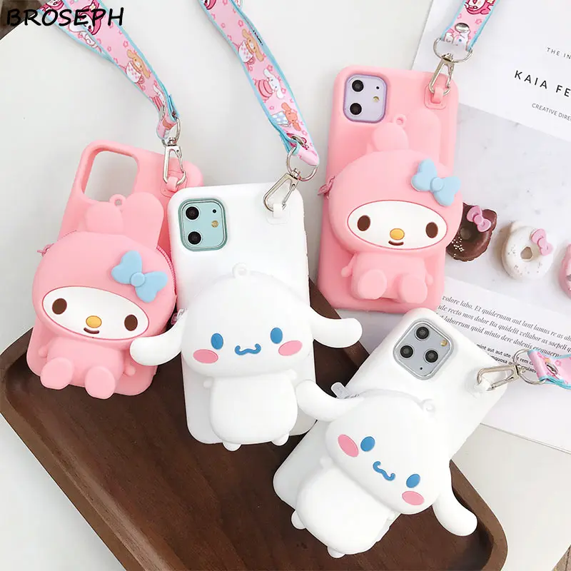 3D Cute Cartoon Dog Wallet Purse Phone Case For iPhone 11 Pro Max Soft TPU 7 8 Plus X XR XS With Lanyard |