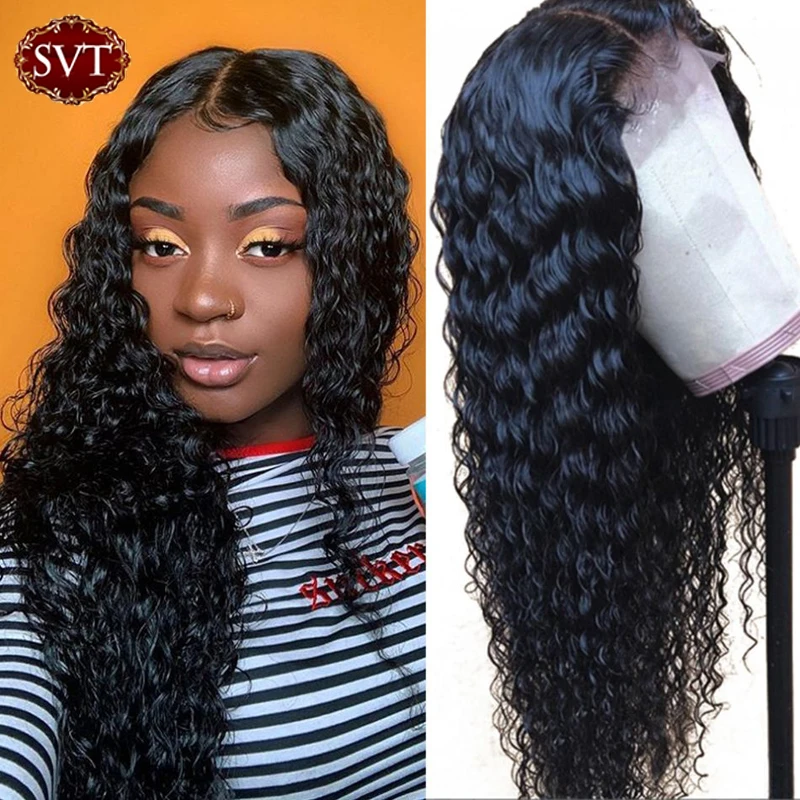 Deep Wave Closure Wig Swiss Lace 4x4 180 Density Remy Human Hair Lace