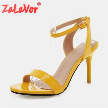 

ZALAVOR Plus Size 30-50 Women Sandals Candy Color Sweet Thin Heels Fashion Round Toe Party Girlish Summer Club Mujer Footwear