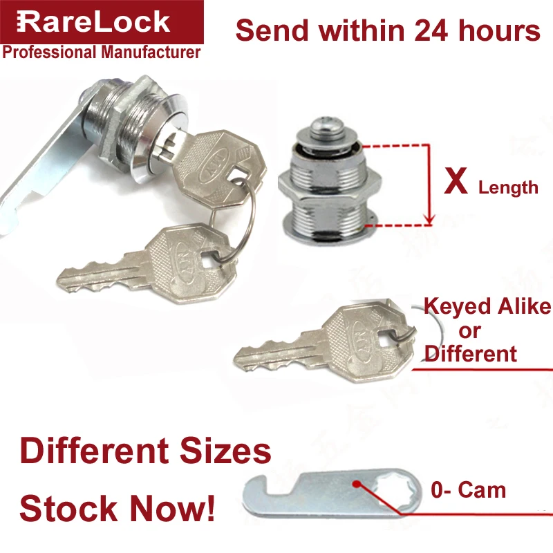 

Rarelock Security Drawer Cam Lock Key Different Sizes For Door Mailbox Cabinet Tool Box with 2 KeyDIYFurnitureHardware HJ01 aa