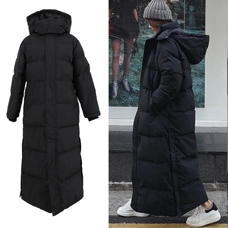 126 см зимние толстые теплые X-long пушистые 90% пуховые пальто женские Непродуваемые Длинные теплые пуховики F225