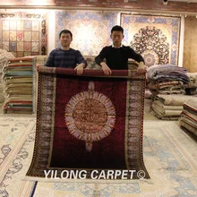 Yilong 4,5 'x6. 5' вино персидские ковры ручной работы Шелковый медальон изящный ковер(QZT25A4.5x6.5