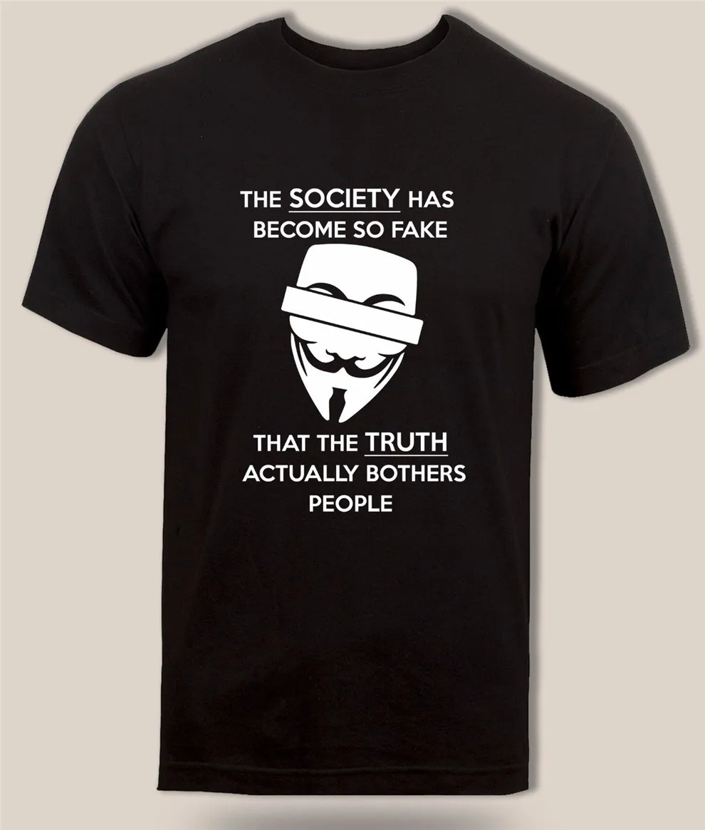 Anonymous Quote футболка фальшивое общество смешная пародия хакера унисекс стильная