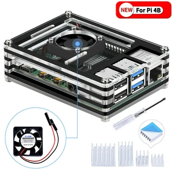 

Raspberry Pi Acrylic Case with Cooling Fan Heatsinks for Raspberry Pi 4