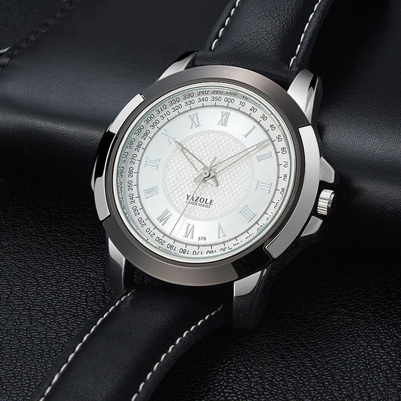 YAZOLE роскошные часы для мужчин 30 м водонепроницаемые аналоговые кварцевые часы для мужчин модные кожаные спортивные мужские часы Reloj Hombre Montre Homme