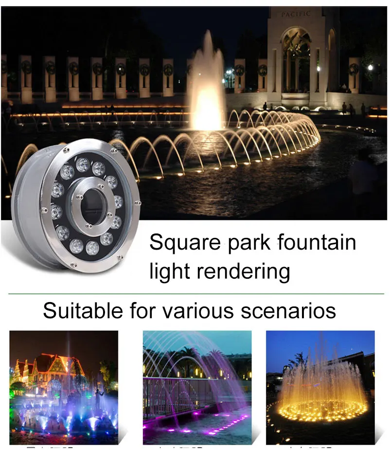 best underwater boat lights Led Fountain Light 6w 9w 12w 18w Swimming Pool Accessories Underwater Fountains Ip68 Waterproof Decorative Lamp For Pools submersible led lights with remote