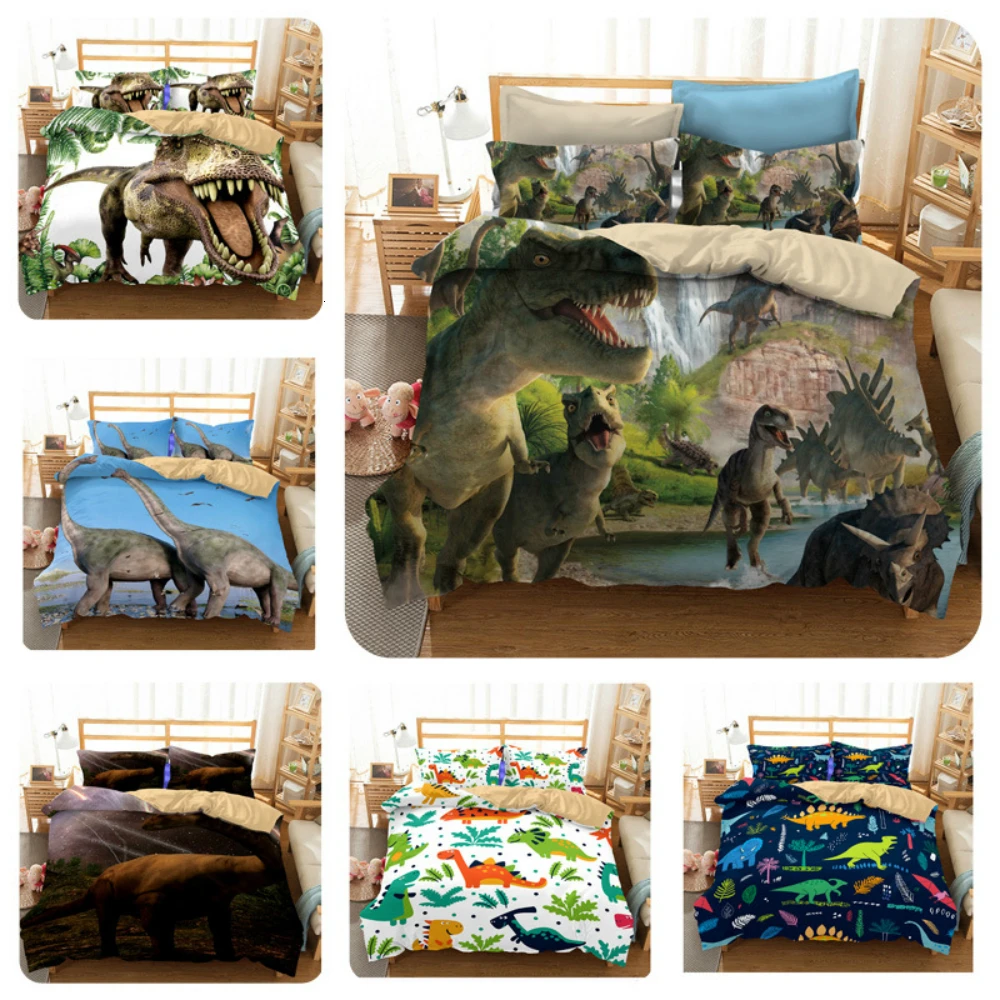 

Bedding Set 3D Dinosaur Printing Home Duvet Cover Set With Pillowcase Queen King 12 Sizes Home Textile Customize Drop Shipping