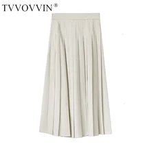 TVVOVVIN Осенняя лаконичная Высокая Универсальная талия сплошной цвет маятниковая пышная Женская юбка средней длины ZX191