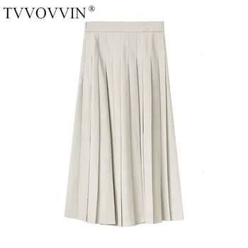 

TVVOVVIN 2020 Autumn Concise High All-match Waist Solid Color Will Pendulum Bouffancy Half-body Skirt Woman ZX191