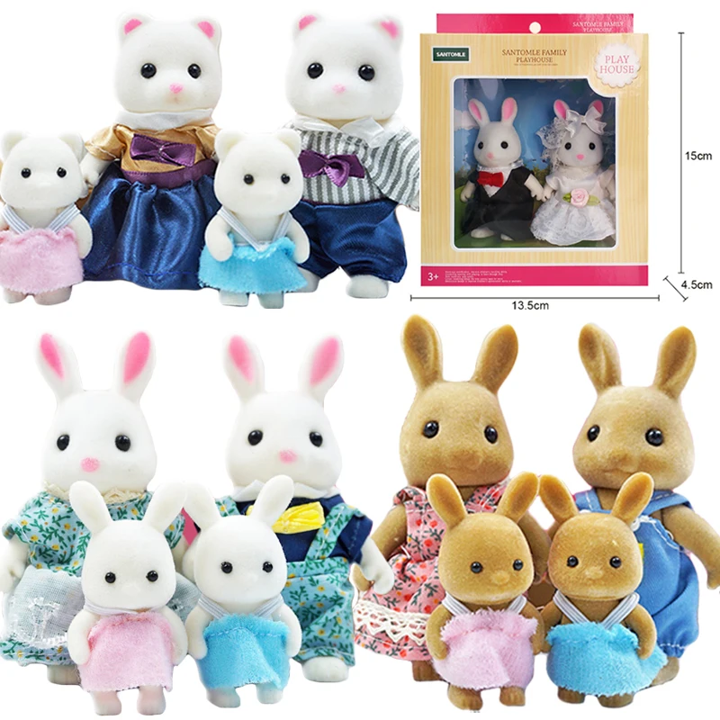 Familia de animales de bosque de simulación para niños, muebles de casa de muñecas en miniatura, conejo, regalos, 1:12