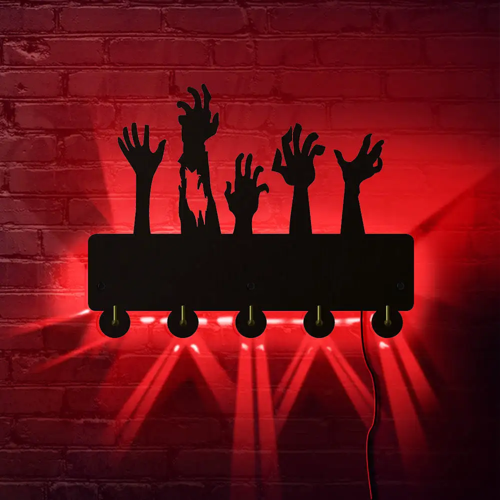 Zombie Hands LED Wall Decor Hooks Household Decor Hanger Multi-color Lighting Coat Rack Clothes Hook Keys Holder Halloween Gift