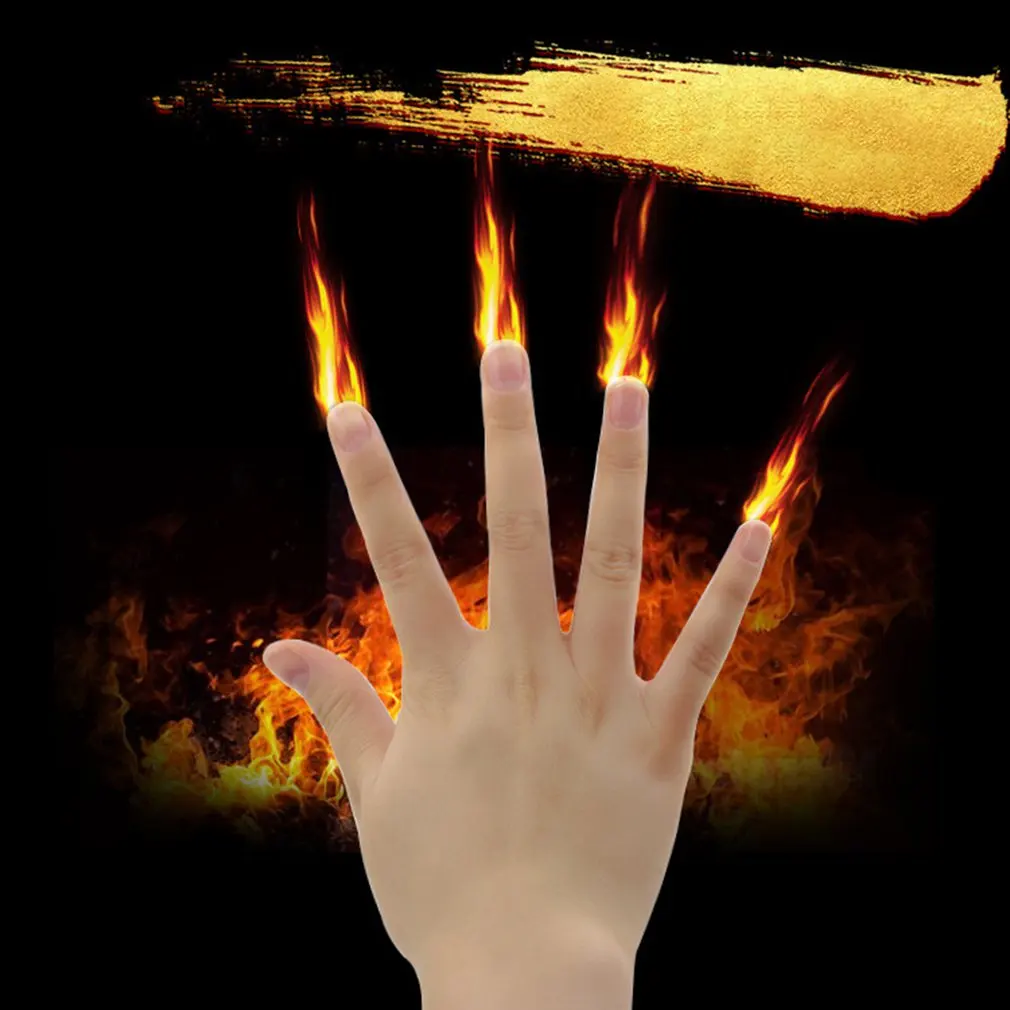 4 шт. набор кончиков пальцев огонь будет Огонь палец автоматические кончики пальцев огонь магический реквизит огонь ногти магический реквизит для сцены
