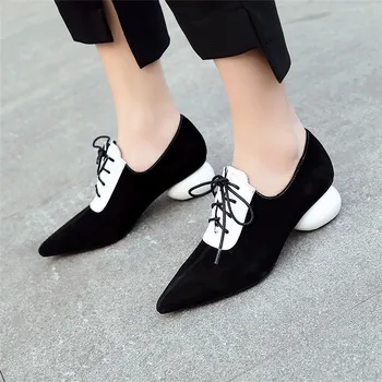 

high quality genuine leather high heels brand fashion casual women high heel shoes British style women heels shoes